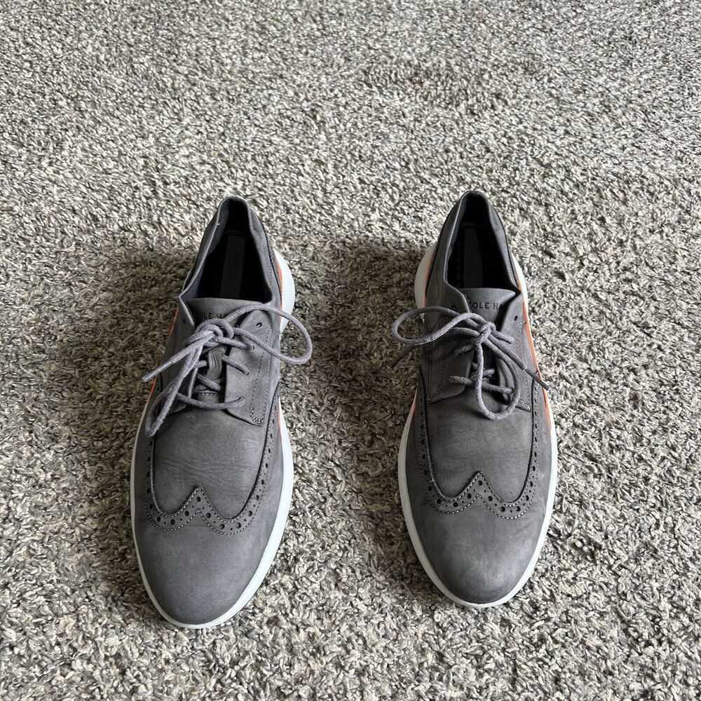 Cole Haan Mens Grand Troy Wingtip Oxford Pavement Grey C33765 Size 11.5 Leather